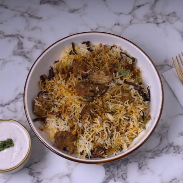 Nawabi Style Chicken Biryani.